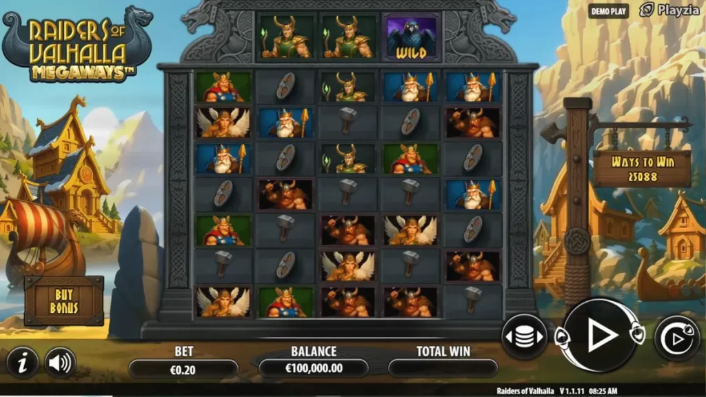 Pemandangan medan perang Norse dalam Raiders of Valhalla Megaways™