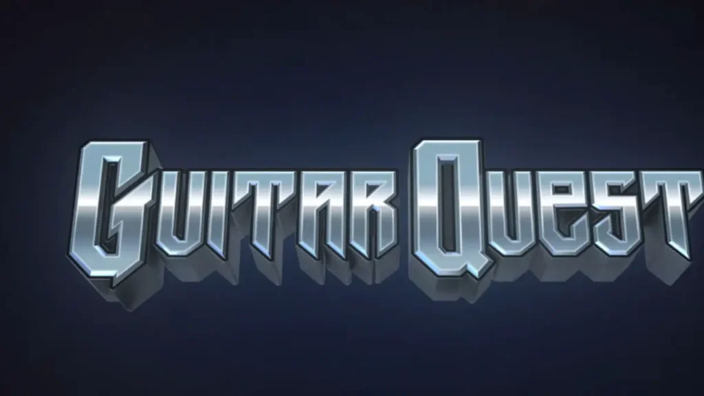 Tampilan visual slot Guitar Quest dengan nuansa ruang latihan band yang autentik.
