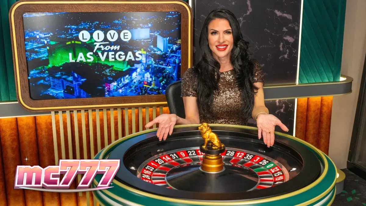 Suasana kasino mewah dengan meja roulette dan dealer profesional